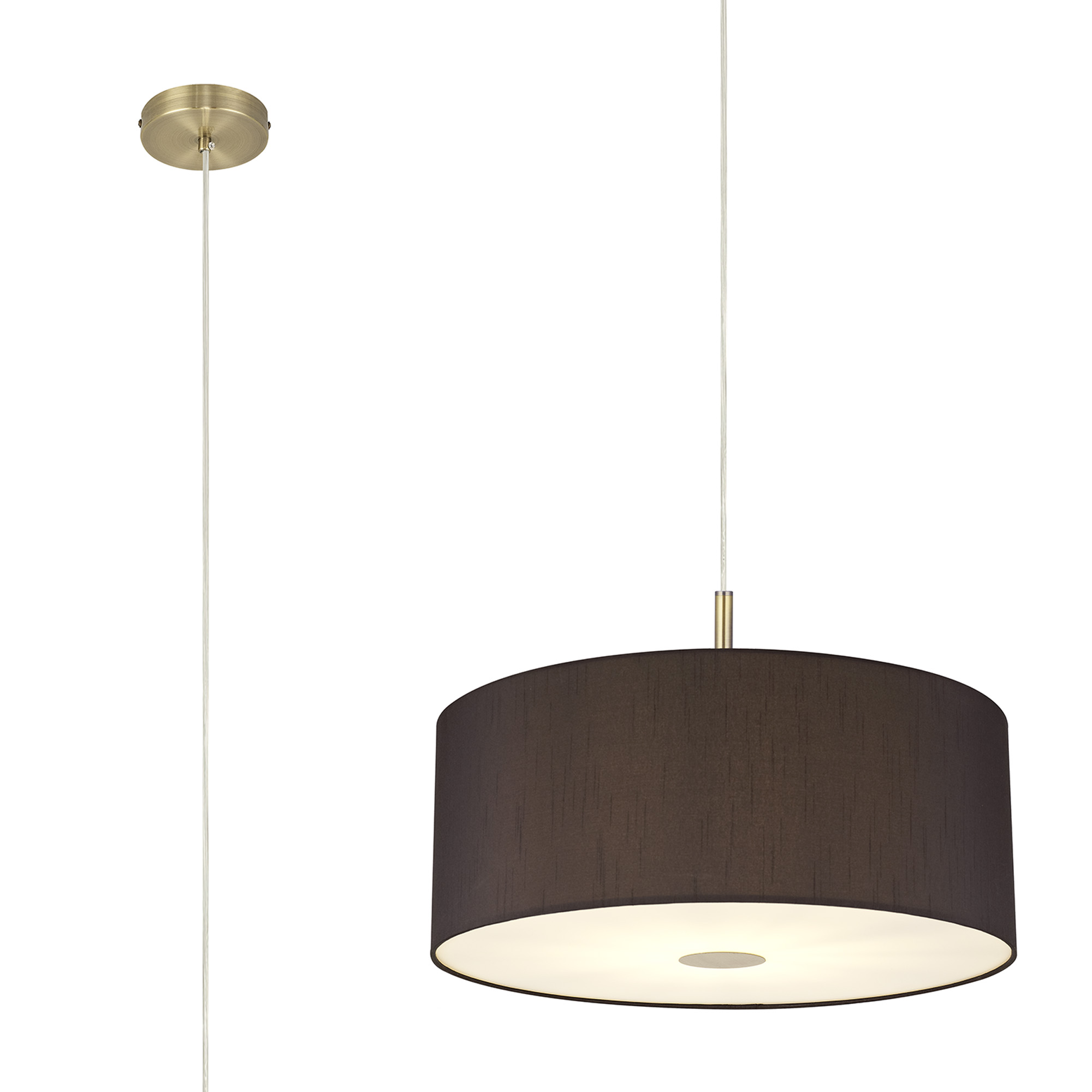 Baymont 50cm Pendant 1 Light Antique Brass, Black, Frosted Diffuser